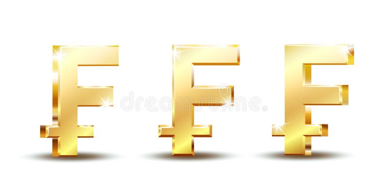 Swiss franc-valutasymbol blankt guld-symbol. Schweiz-tecken. royaltyfri illustrationer