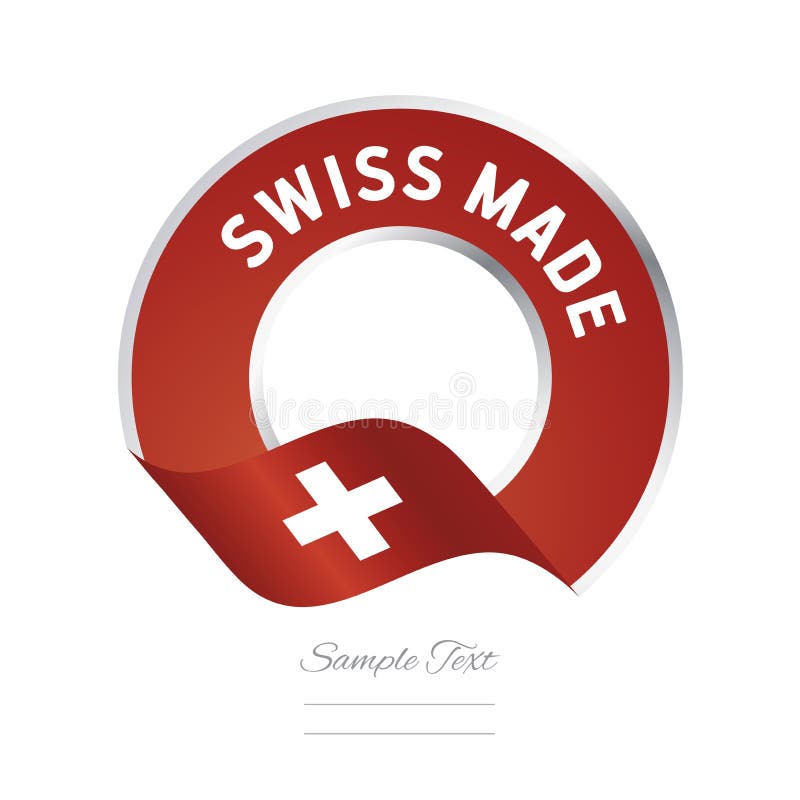 Swiss made flag red color label button banner stock illustration Swiss made flag red color label button banner stock illustration