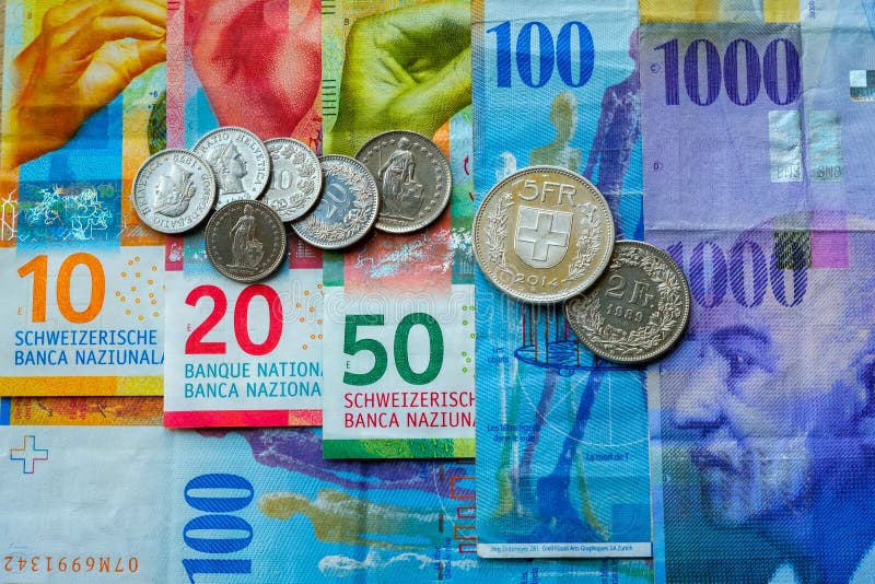 Swiss Money Banknotes and Coins Stock Photo Image of value, exchange