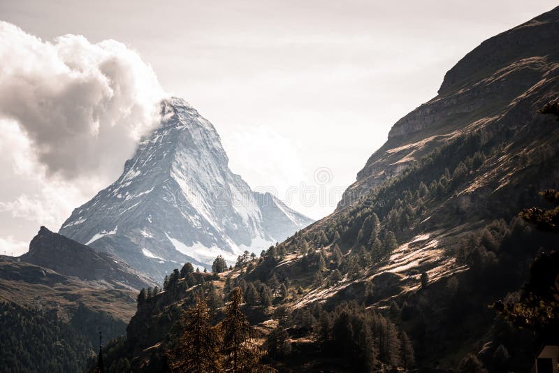 Swiss Mountain Matterhorn- Monumental Rock Formations in the Alps Stock ...