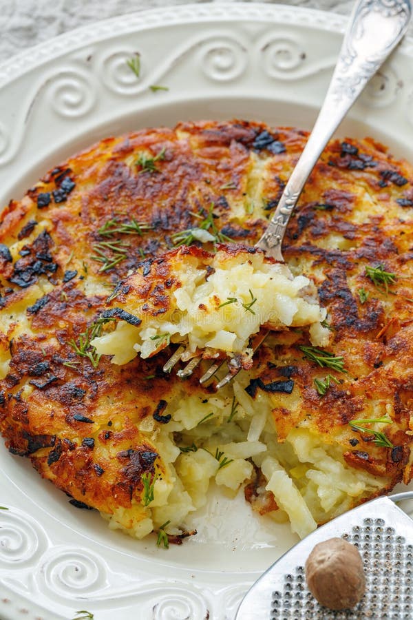 Swiss Potatoes Rosti Close Up. Stock Photo Image of breakfast, dish