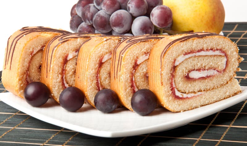 Swiss roll with jam stock photography