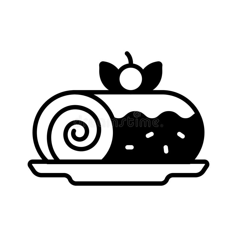 A modern glyph icon of swiss roll cake vector illustration