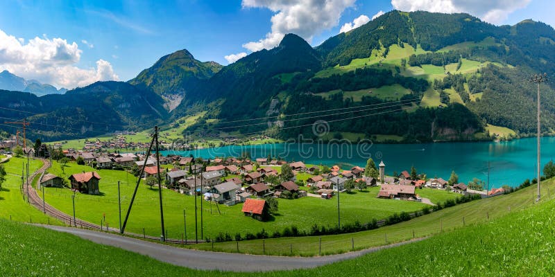 Swiss Village Lungern, Switzerland Stock Photo - Image of outdoors,  lungerersee: 174354874