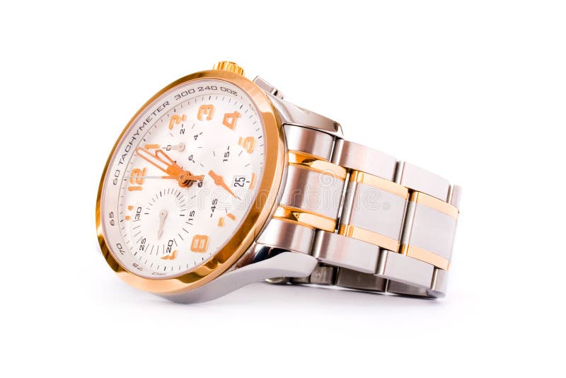 Classic swiss watch with chronograph. Button clasp stock images, royalty-free photos and pictures