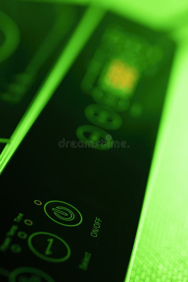 Switch button on off with symbol on dark background stock photography.
