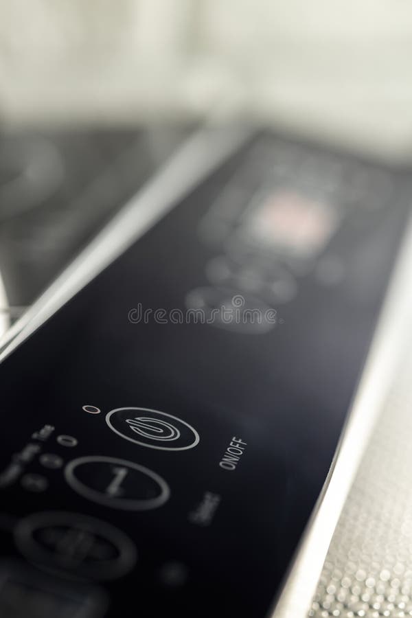 Switch button on off with symbol on dark background