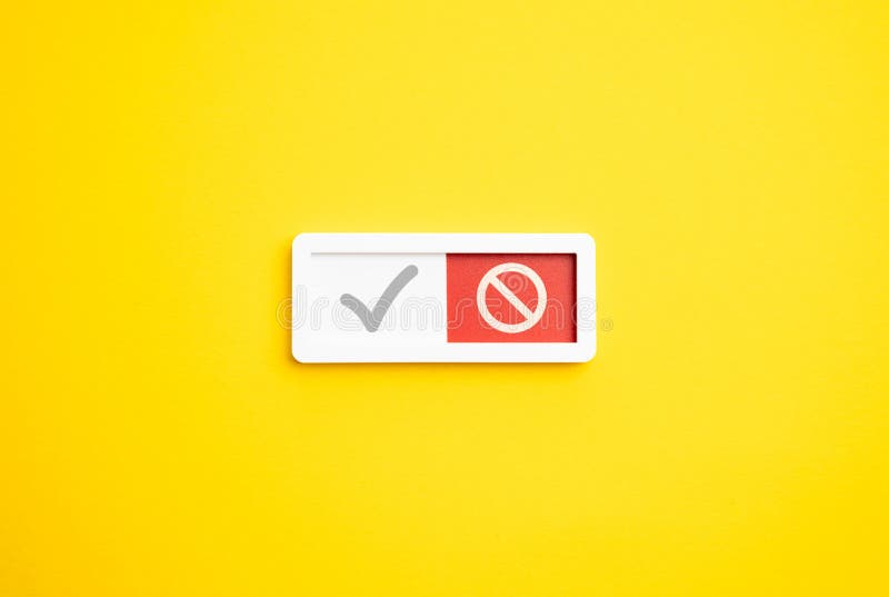 Switch button showing red refusal symbol. Cancellation royalty free stock photography