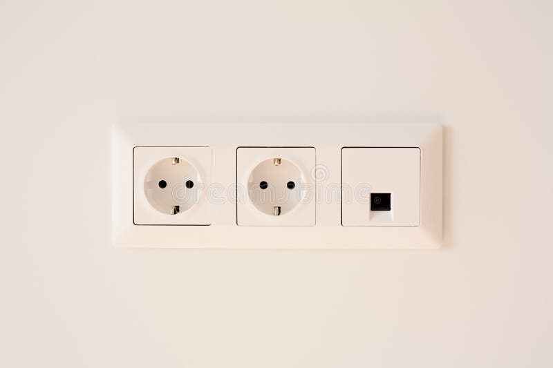 Switch Near Power Plugs on White Stock Photo Image of simple, home