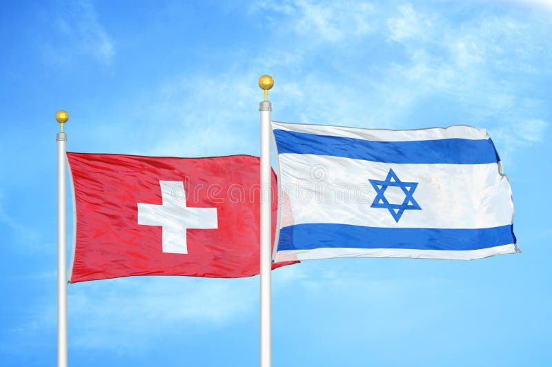 switzerland-israel-two-flags-flagpoles-blue-sky-switzerland-israel-two-flags-flagpoles-blue-cloudy-sky-192093944.jpg