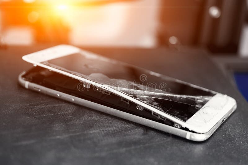 Swollen lithium polymer battery in smartphone, explosive smartphone royalty free stock images