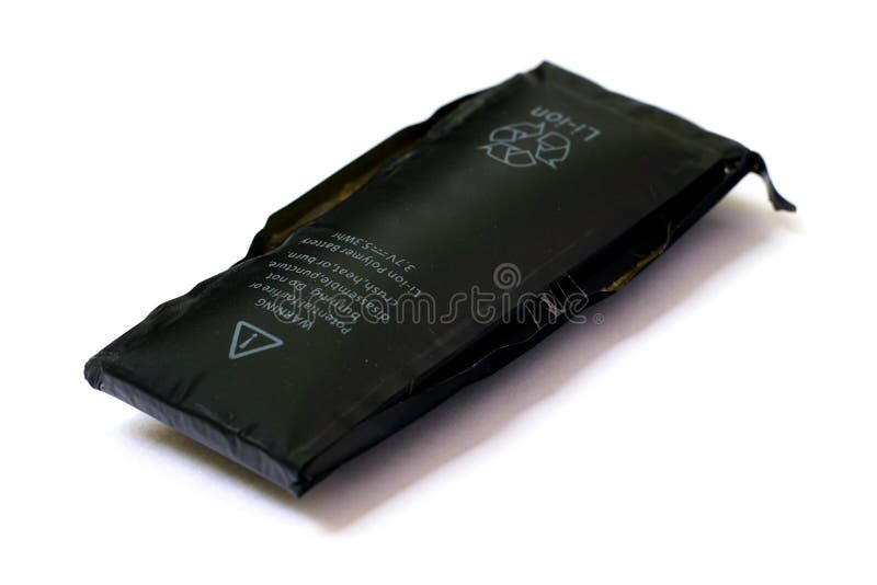 Swollen mobile phone battery stock photo