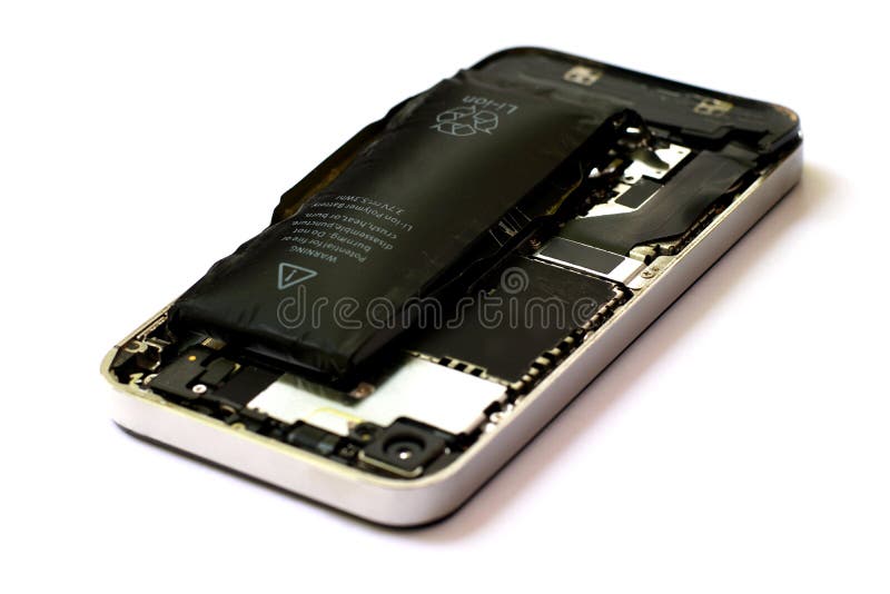 Swollen mobile phone battery stock photos