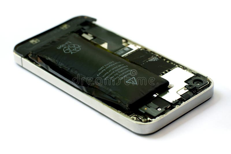 Swollen mobile phone battery royalty free stock photos