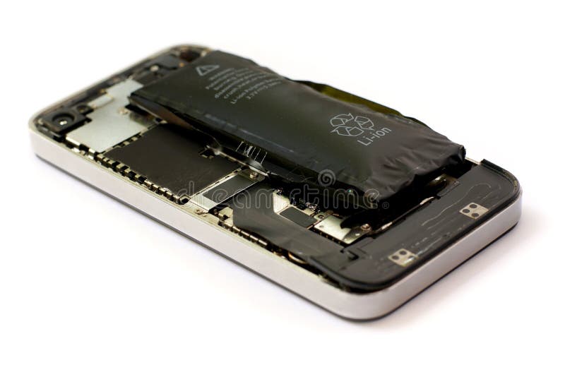 Swollen mobile phone battery stock photo