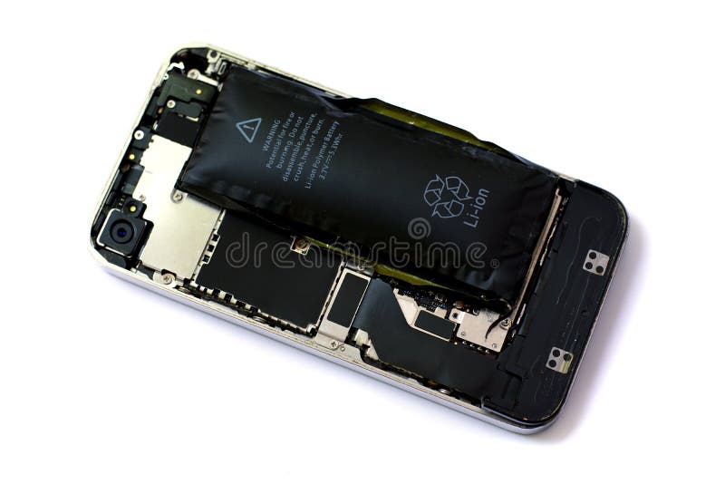 Swollen mobile phone battery stock photo