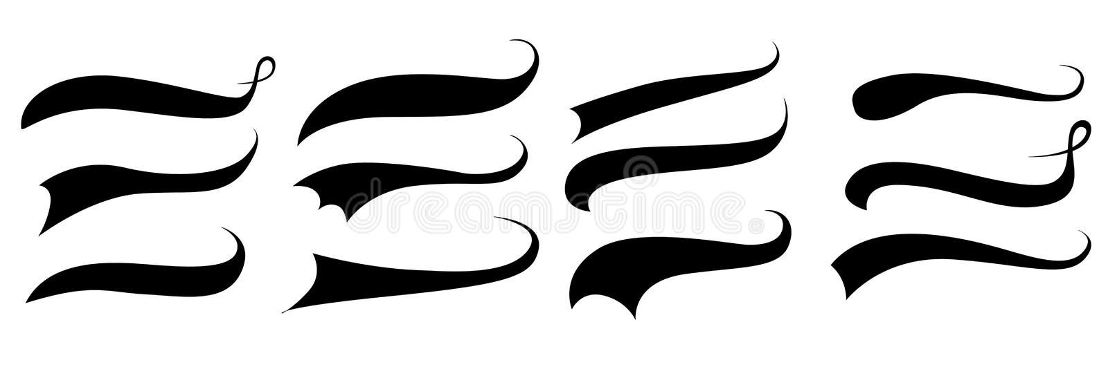 Swooshes set for athletic typography Royalty Free Vector