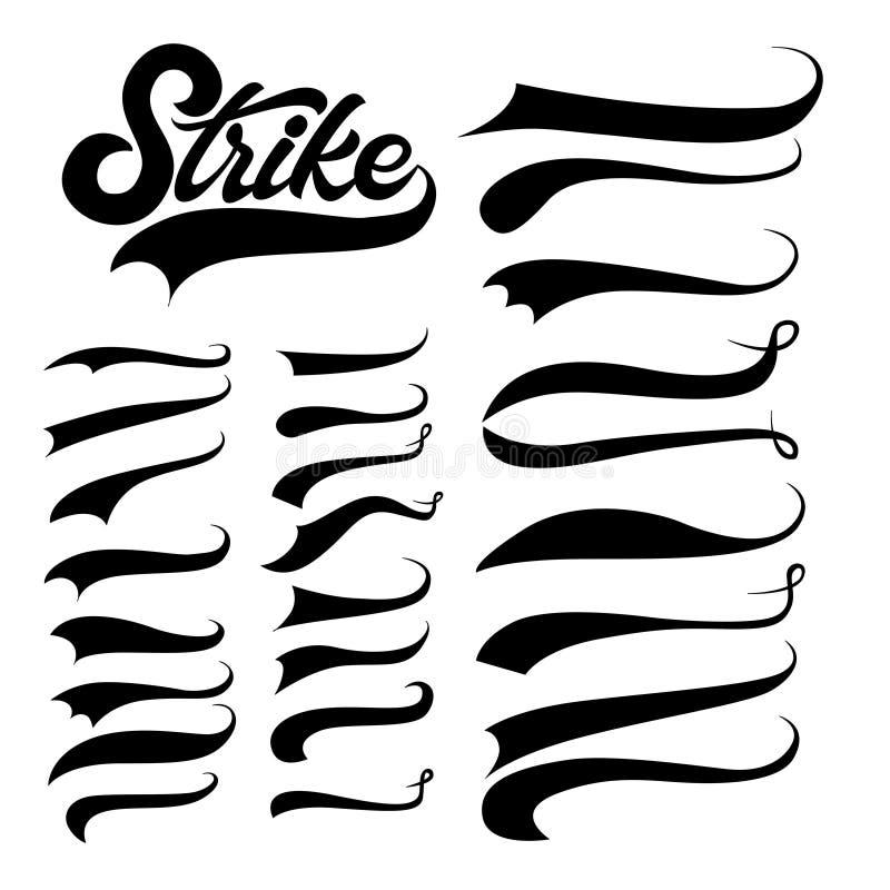 Vector Swooshes, Swishes, Whooshes, And Swashes For Typography On Retro Or  Vintage Baseball Tail Tee Shirt Royalty Free SVG, Cliparts, Vectors, and  Stock Illustration. Image 58200406.