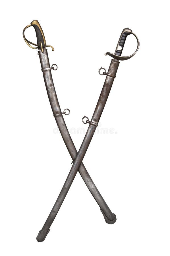 Two realistic crossed swords with golden handle Vector Image