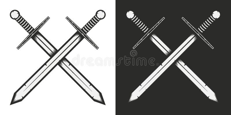 silhouette of crossed swords, Stock image