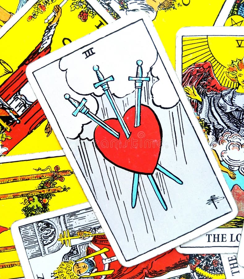 3 of Swords Tarot Card Heartbreak Tears Pain Deep Sadness