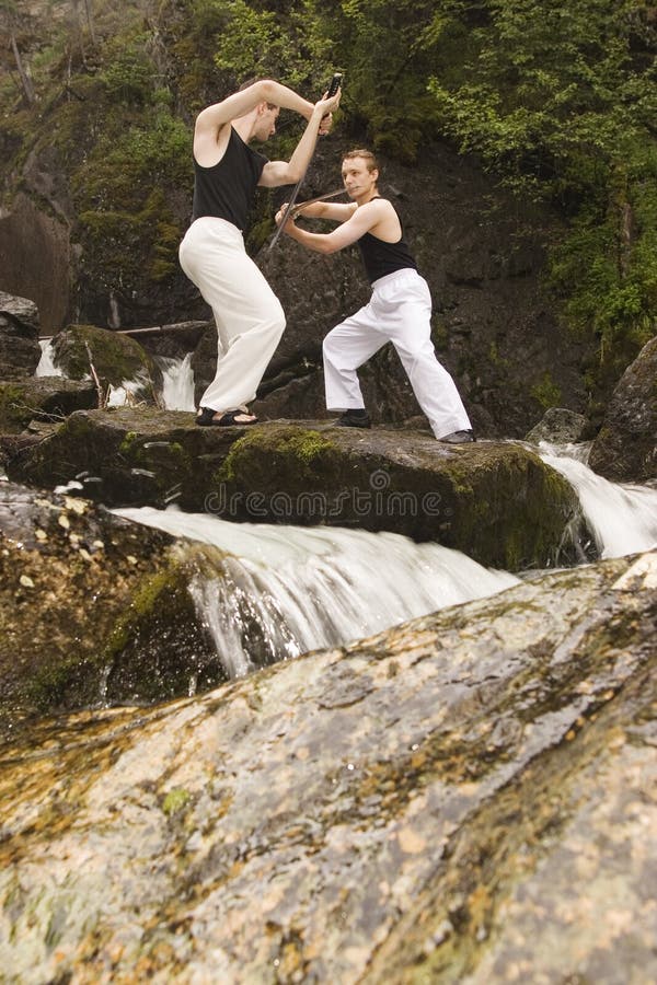 Swordsmen training outdoor