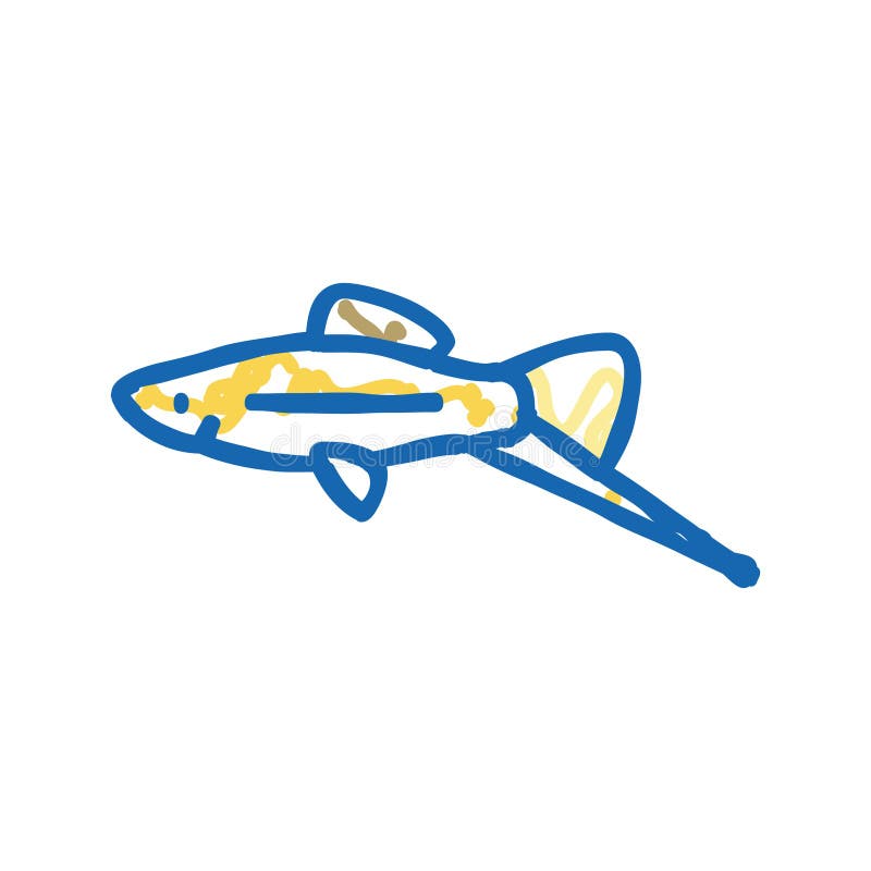 Swordtail fish icon doodle illustration stock illustration