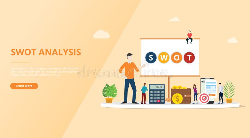 Swot analysis business concept for website template design page - vector illustration stock illustration