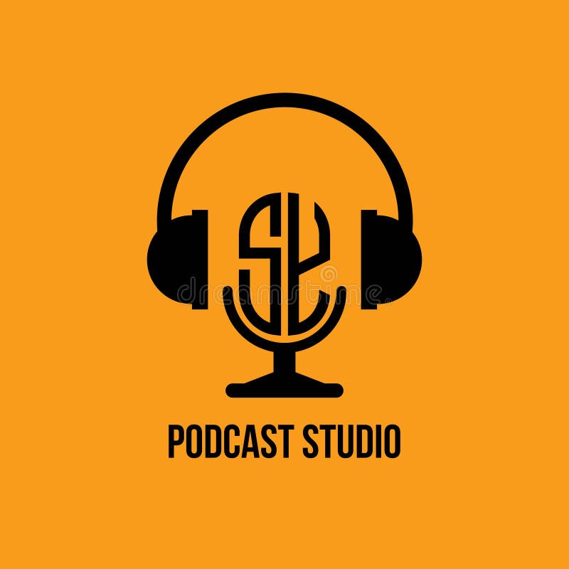 Sy monogram hoofdtelefoon- en microfoonstijl stock illustratie