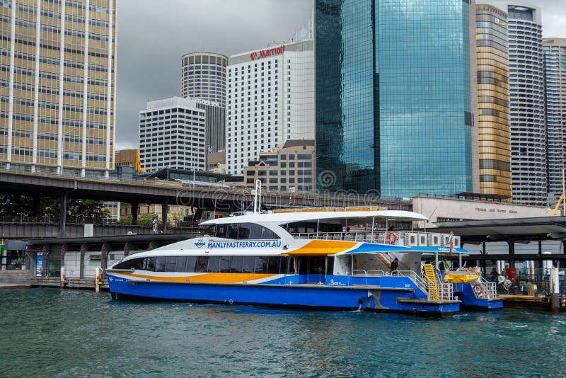Sydney, Australia - Circa 2019 : Manly Fast Ferry at Circular Quay royalty free stock images