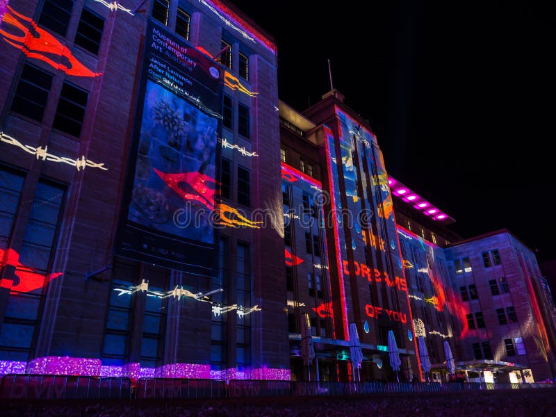 An annual outdoor lighting festival with immersive light installations and projections `Vivid Sydney`
