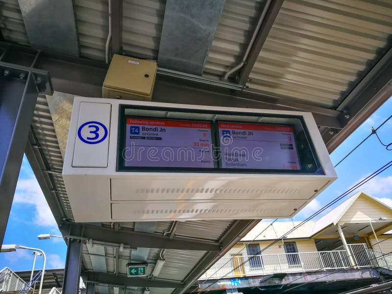 Screen Monitor showing train timetable and station at Arncliffe railway station. stock image Screen Monitor showing train timetable and station at Arncliffe railway station. stock image