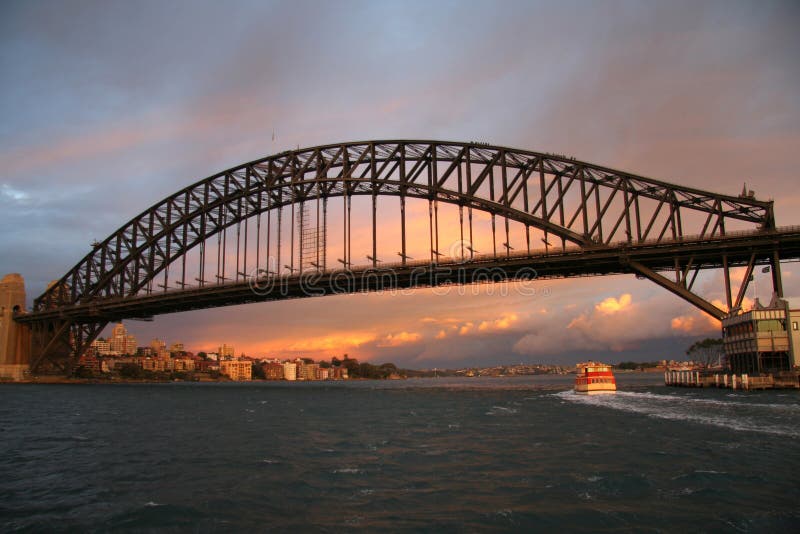 Sydney Harbour Bridge at Sunrise Stock Photo Image of twilight, ocean