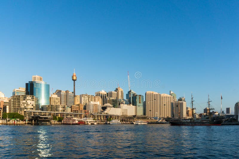 Sydney CBD city view of Darling Harbour and Sydney Tower royalty free stock images Sydney CBD city view of Darling Harbour and Sydney Tower royalty free stock images