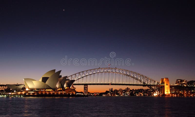 Obrázek převzat z Sydney Harbour Bridge při západu slunce.