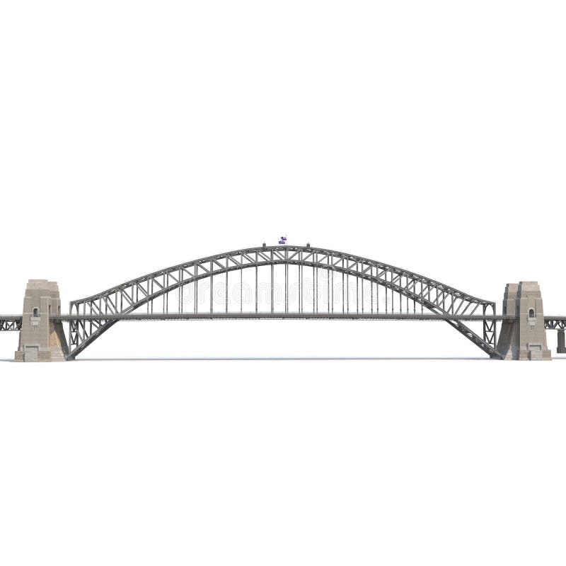 Sydney Harbour Bridge on white. Side view. 3D illustration