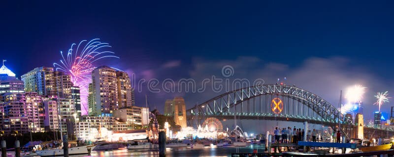 Sydney Harbour NYE Fireworks Panorama