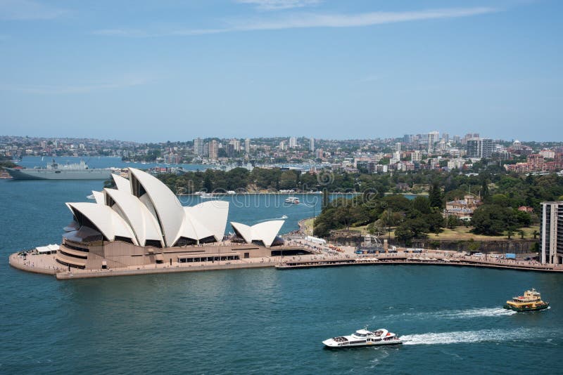 Sydney Opera House en Koninklijke Botanische Tuin stock foto Sydney Opera House en Koninklijke Botanische Tuin stock foto