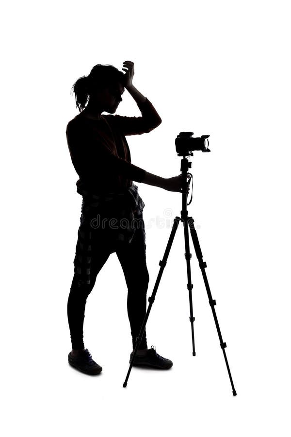 Sylwetka fotografa wyglądającego na zdenerwowanego zdjęcia royalty free