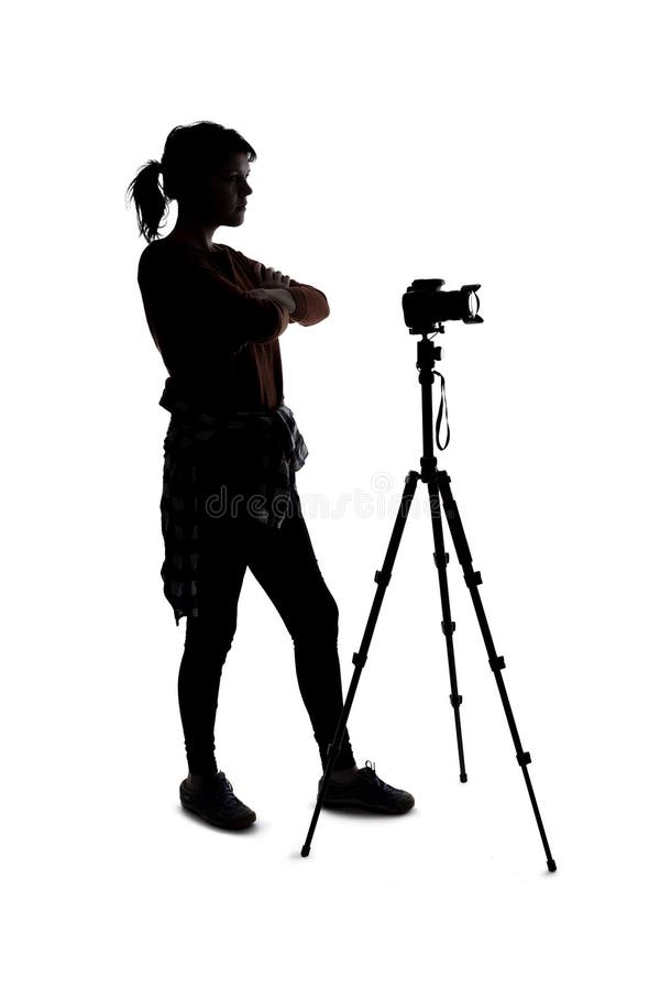 Sylwetka fotografa wyglądającego niecierpliwie zdjęcie royalty free