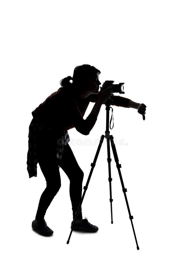 Sylwetka fotografa z kciukami w dół fotografia royalty free