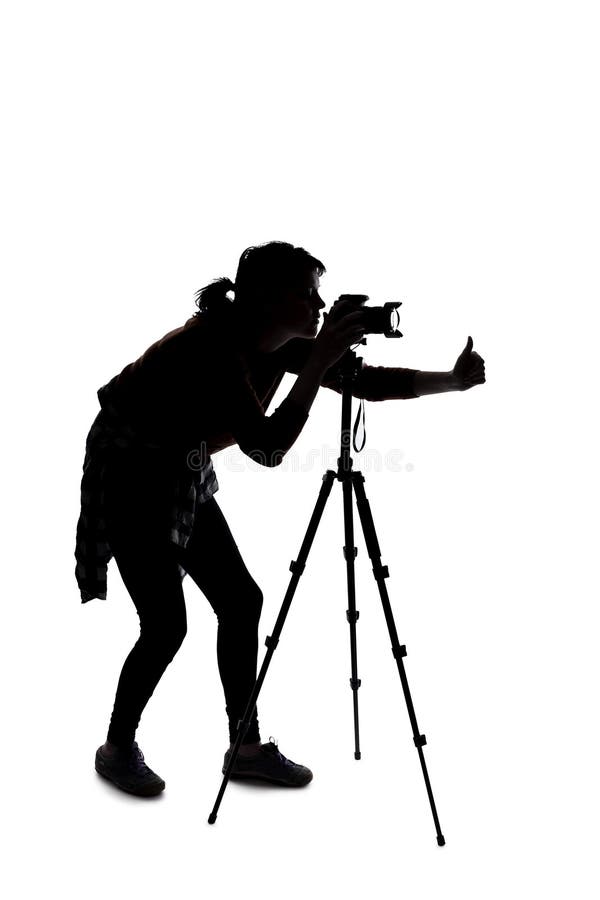 Sylwetka fotografa z kciukami w górę obraz royalty free