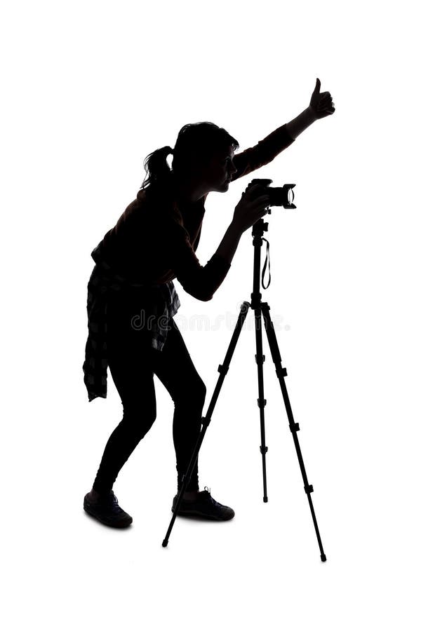 Sylwetka fotografa z kciukami w górę zdjęcia royalty free