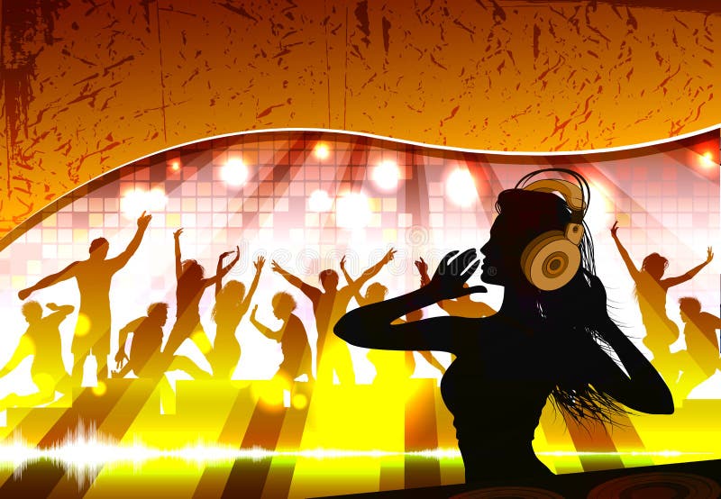 Sylwetka kobieta dj ilustracji Sylwetka kobieta dj ilustracji