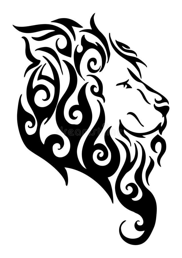 Sylwetka lwa bocznej głowy tatuażu loga plemienny projekt od płomienia ogienia royalty ilustracja Sylwetka lwa bocznej głowy tatuażu loga plemienny projekt od płomienia ogienia royalty ilustracja