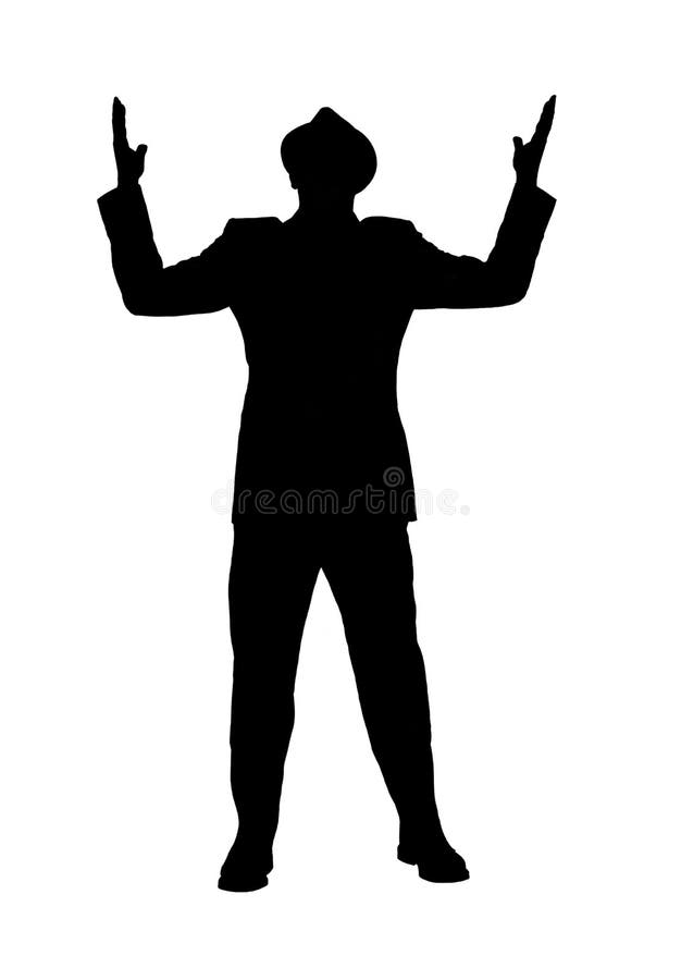 Silhouette of a man in a suit and hat with looking to heaven with his arms raised as if he is saying why or why me god isolated on white. Silhouette of a man in a suit and hat with looking to heaven with his arms raised as if he is saying why or why me god isolated on white.