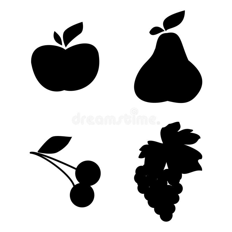 Set of vector fruit silhouette on white background. Set of vector fruit silhouette on white background