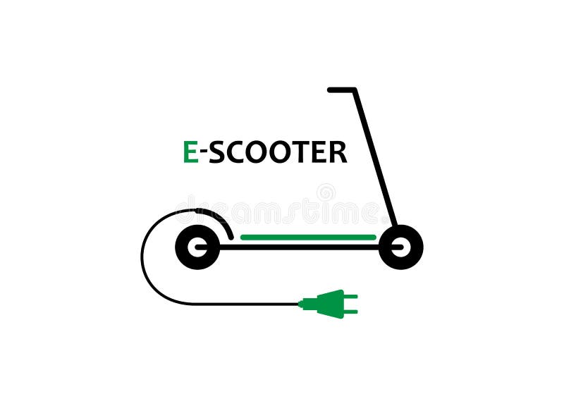 Sylwetka projektu logo E-Scooter z ładowarką ilustracja wektor Sylwetka projektu logo E-Scooter z ładowarką ilustracja wektor