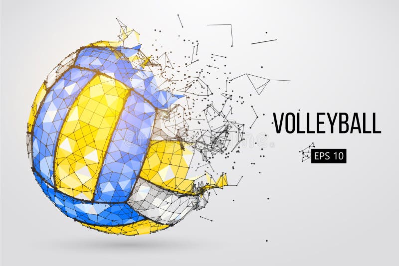 Silhouette of a volleyball ball. Dots, lines, triangles, text, color effects and background on a separate layers, color can be changed in one click. Vector illustration. Silhouette of a volleyball ball. Dots, lines, triangles, text, color effects and background on a separate layers, color can be changed in one click. Vector illustration.