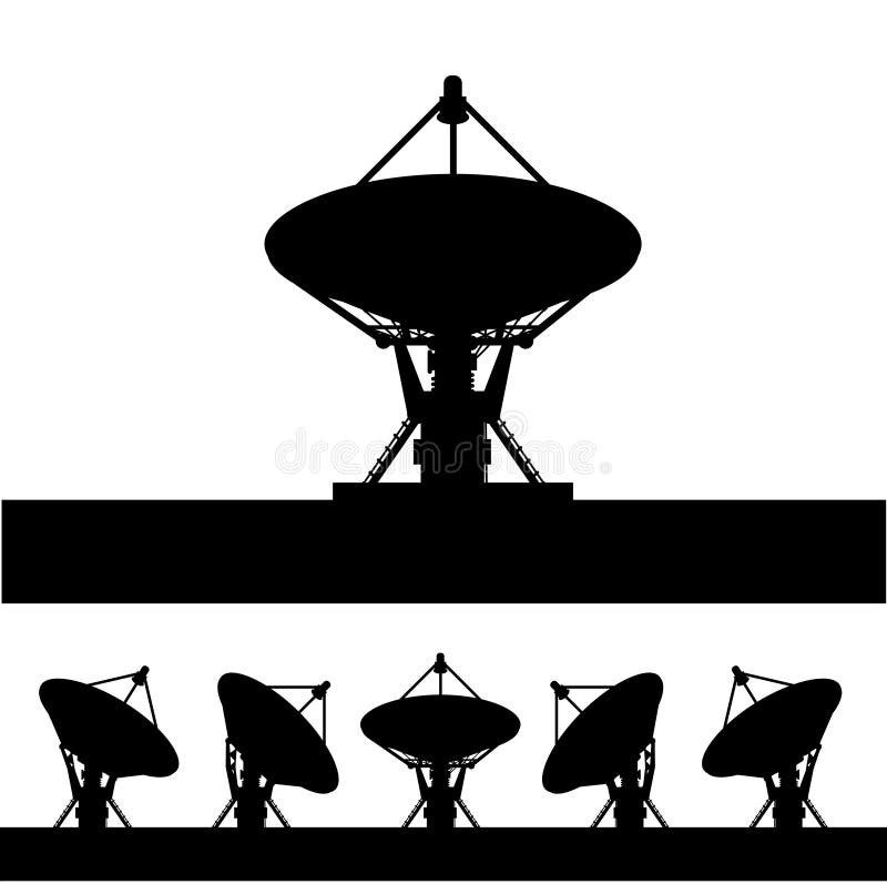 Sylwetki antena satelitarna ilustracji